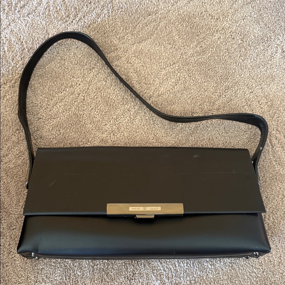 Wanlima Black Leather Shoulder Bag